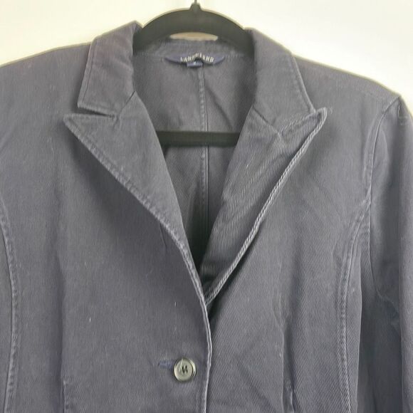 Vintage Lands End Womens Notched 3-Button Front Single Breasted Coat Blue 12 - Picture 3 of 11